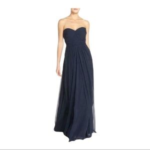 Jenny Yoo Aiden Chiffon Convertible Dress Navy Size 8